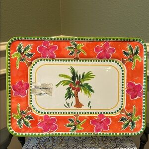 Tommy Bahama Orange and Pink Tropical Platter
